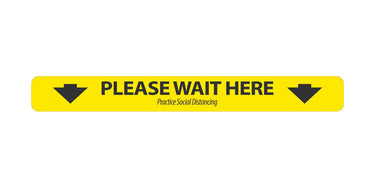 Social Distancing Floor Sign, Please Wait Here with Arrow, 2.25